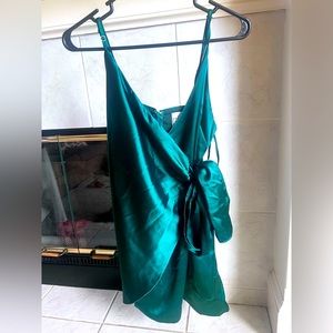 Green Satin Mini Dress
